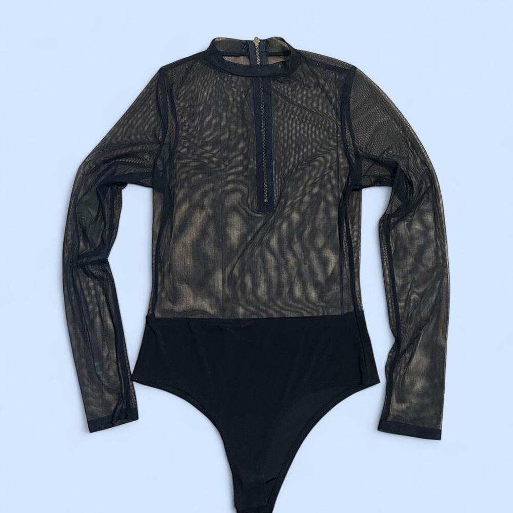 Black sheer mesh long sleeve